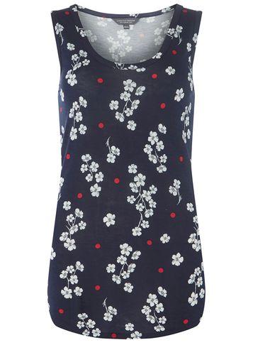 Dorothy Perkins *tall Navy Spotted Curve Hem Vest