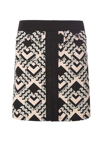 Dorothy Perkins Petite Nude Black Geometric Print Skirt