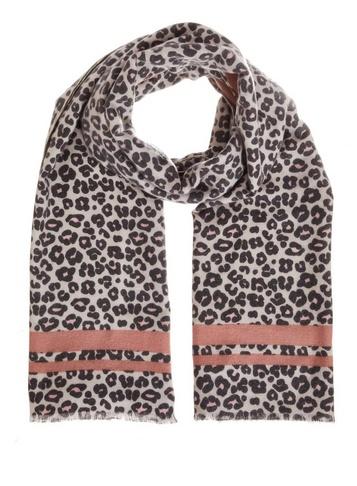 Dorothy Perkins *quiz Pink And Grey Leopard Print Scarf