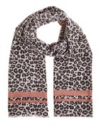 Dorothy Perkins *quiz Pink And Grey Leopard Print Scarf