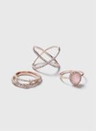 Dorothy Perkins Rose Gold Rhinestone And Pink Ring Pack