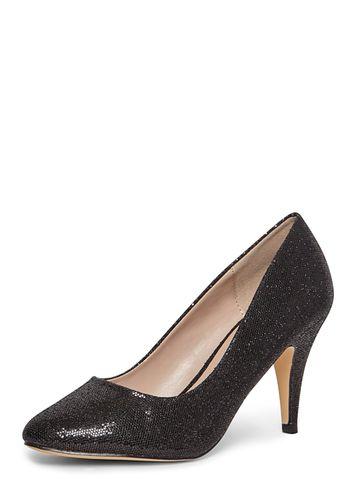Dorothy Perkins Black Glitter 'claudia' Court Shoes