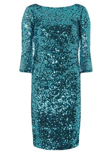 Dorothy Perkins *showcase Aqua Manipulated Sequin Bodycon Dress