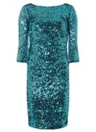 Dorothy Perkins *showcase Aqua Manipulated Sequin Bodycon Dress