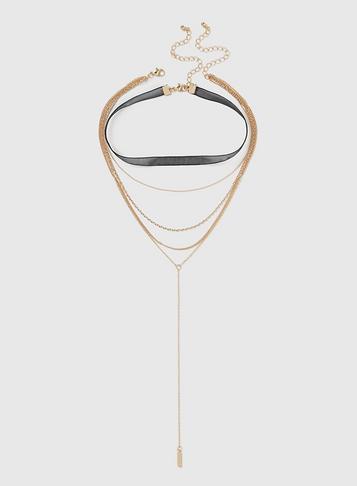 Dorothy Perkins Multi Row Choker Drop Necklace