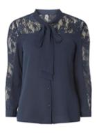 Dorothy Perkins *only Navy Lace Pussybow Top