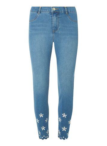 Dorothy Perkins Midwash Broderie 'frankie' Ankle Grazer Jeans