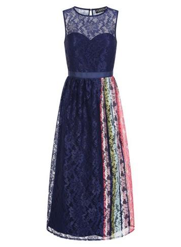 *little Mistress Navy Contrast Stripe Midi Dress