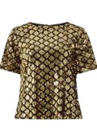 Dorothy Perkins Gold And Black Diamond Sequin Top