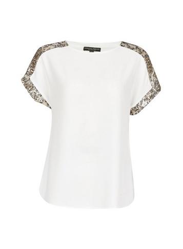 Dorothy Perkins White Leopard Print Trim T-shirt