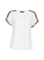 Dorothy Perkins White Leopard Print Trim T-shirt