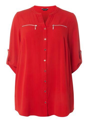 Dorothy Perkins Dp Curve Red Zip Detail Shirt