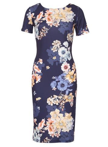 Dorothy Perkins *feverfish Navy Printed Bodycon Dress