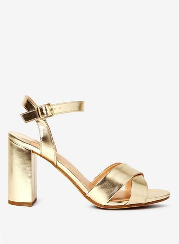 Dorothy Perkins Wide Fit Gold 'serena' Block Heel Sandals