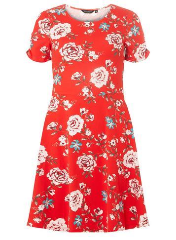 Dorothy Perkins Red Floral Print Fit And Flare Dress