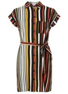 Dorothy Perkins Petite Multi-coloured Striped Mini Shirt Dress
