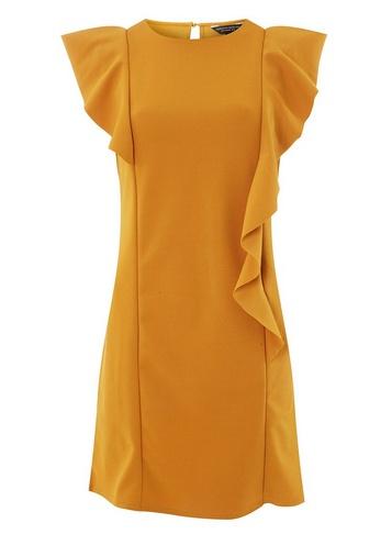 Dorothy Perkins *ochre Ruffle Shift Dress