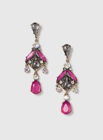 Dorothy Perkins Pink And Grey Crystal Statement Earrings