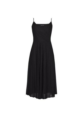 Dorothy Perkins Black Spot Print Mesh Pleat Wrap Midi Dress