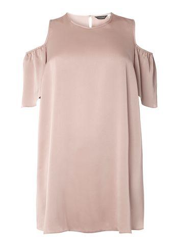 Dorothy Perkins Dp Curve Champagne Satin Ccold Shoulder Top
