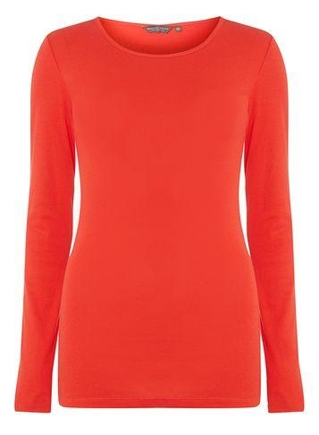 Dorothy Perkins *tall Red Long Sleeve Crew Neck Top