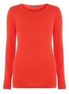 Dorothy Perkins *tall Red Long Sleeve Crew Neck Top