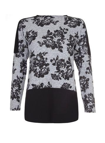Dorothy Perkins *quiz Grey Contrast Flower Print Top