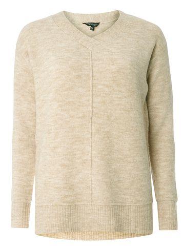 Dorothy Perkins Camel V Neck Longline Jumper