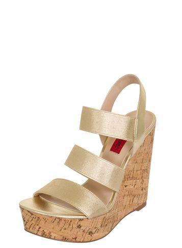 Dorothy Perkins *london Rebel Gold Elastic Strap Wedge Sandals