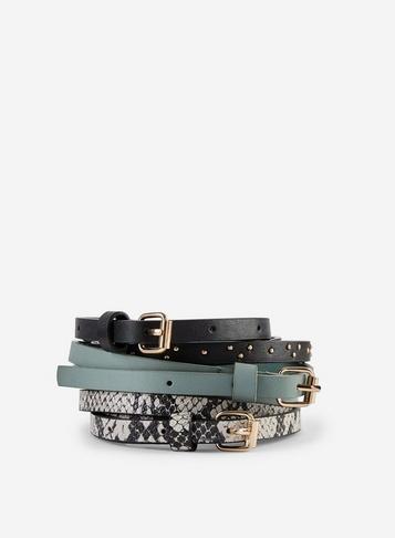Dorothy Perkins 3 Pack Multi Coloured Skinny Belt