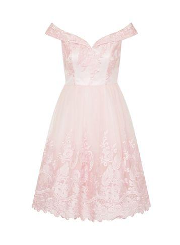 Dorothy Perkins *chi Chi London Petite Pink Embroidered Midi Dress