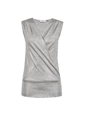 Dorothy Perkins *tall Silver Shimmer Wrap Top