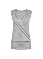 Dorothy Perkins *tall Silver Shimmer Wrap Top