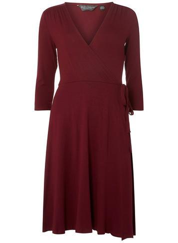 Dorothy Perkins *tall Wine Jersey Wrap Dress