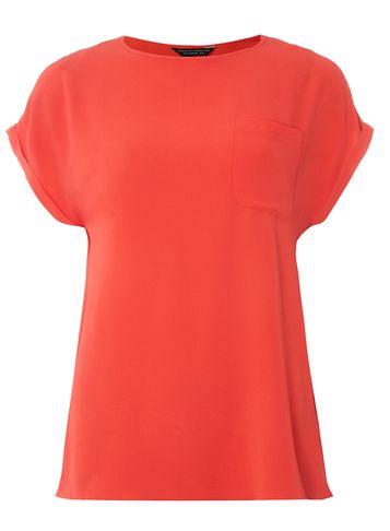 Dorothy Perkins Coral Zip Back T-shirt
