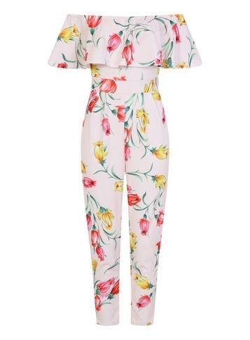 *girls On Film Multi Colour Printed Bardot Jumpsuit
