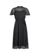 Dorothy Perkins Petite Black Spot Print Belted Fit And Flare Dress