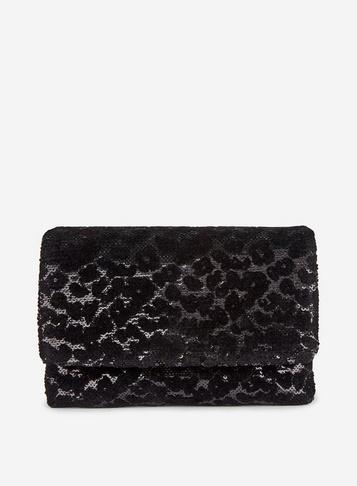 Dorothy Perkins Black Leopard Sequin Clutch