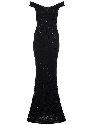 Dorothy Perkins *quiz Sequin Lace Bardot Maxi Dress