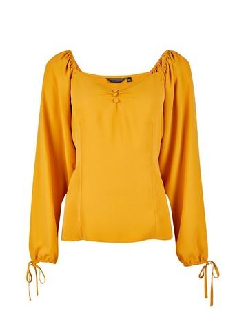 Dorothy Perkins Yellow Sweetheart Neck Button Top