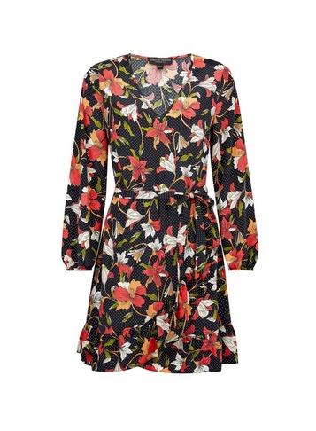Dorothy Perkins *black Ruffle Wrap Dress