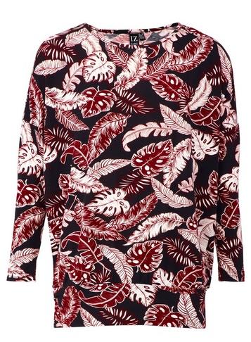 *izabel London Red Leaf Print Longline Top