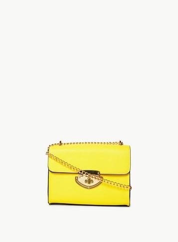 Dorothy Perkins Yellow Lock Chain Cross Body Bag