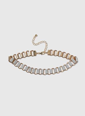 Dorothy Perkins Gold Glitter Choker Necklace