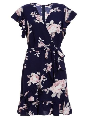 *quiz Blue Floral Print Wrap Dress