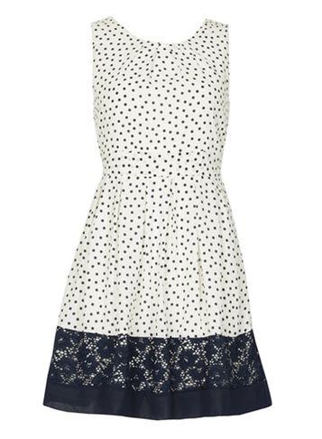 Dorothy Perkins *izabel London White Spot Print Skater Dress