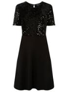Dorothy Perkins *tall Black Sequin Fit And Flare Dress