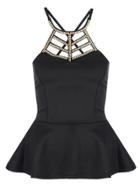 Dorothy Perkins *quiz Black Peplum Top