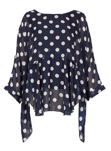 Dorothy Perkins *feverfish Navy Polka Dot Top