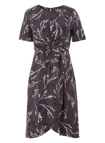 Dorothy Perkins * Roman Originals Grey Tie Front Dress